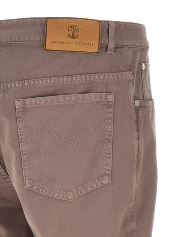 Brown Cotton Casual Pants