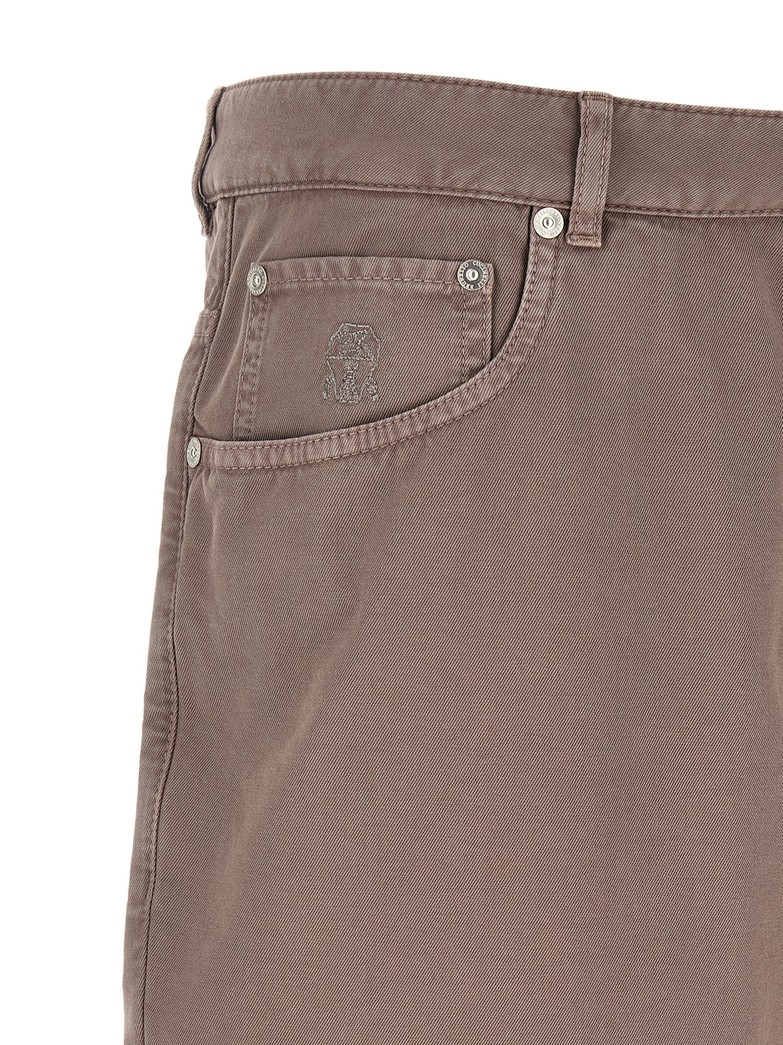 Brown Cotton Casual Pants