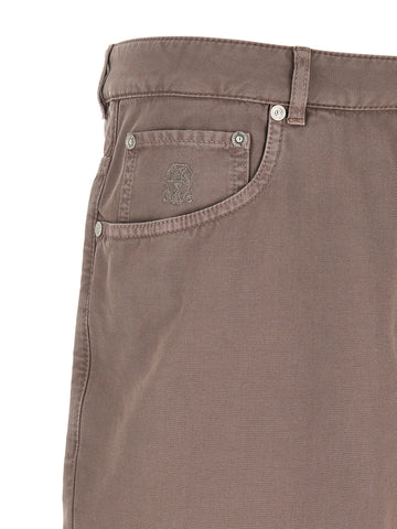 Brown Cotton Casual Pants
