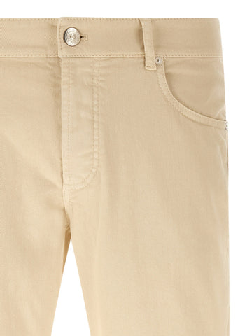 Beige Cotton Straight-Leg Jeans