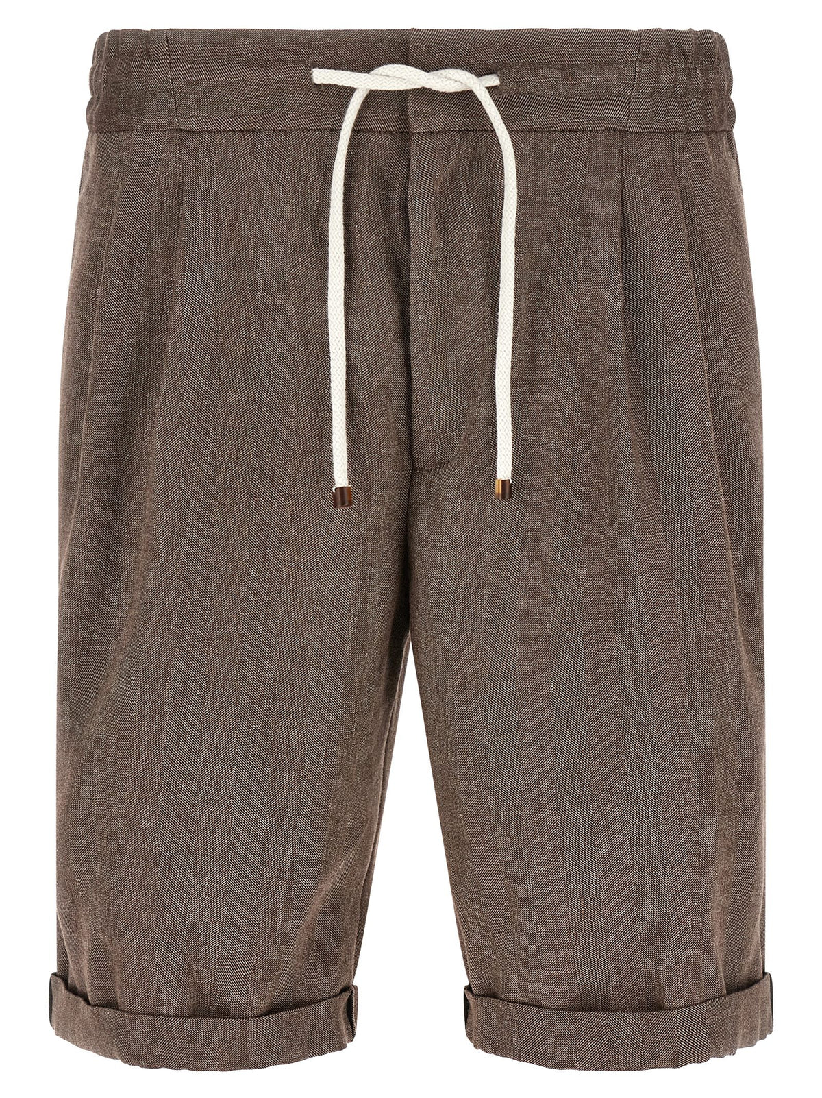 Brown Linen Bermuda Shorts