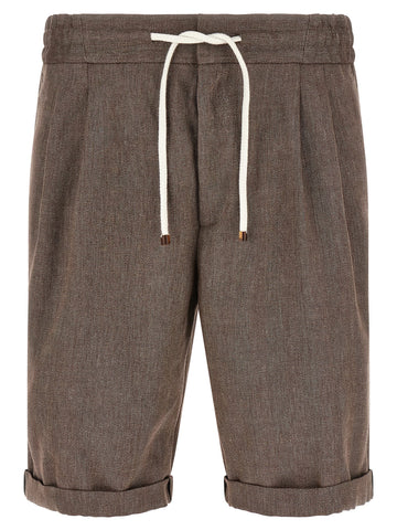 Brown Linen Bermuda Shorts