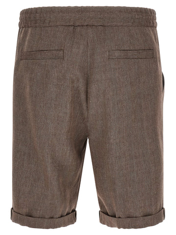 Brown Linen Bermuda Shorts