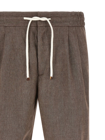 Brown Linen Bermuda Shorts