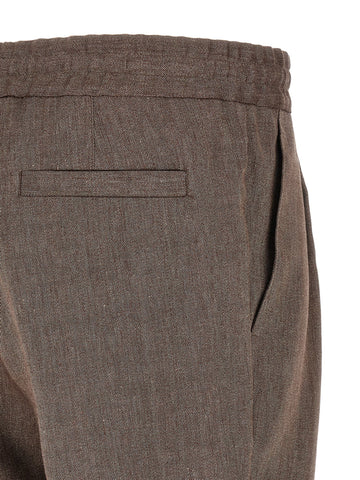 Brown Linen Bermuda Shorts