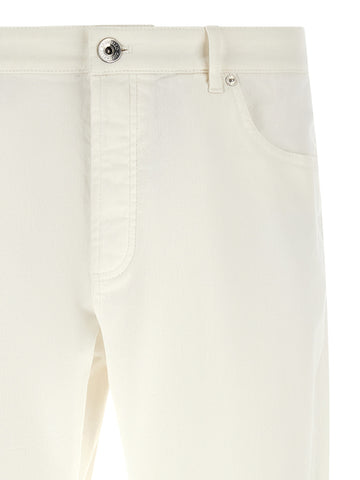 White Cotton Cropped Jeans
