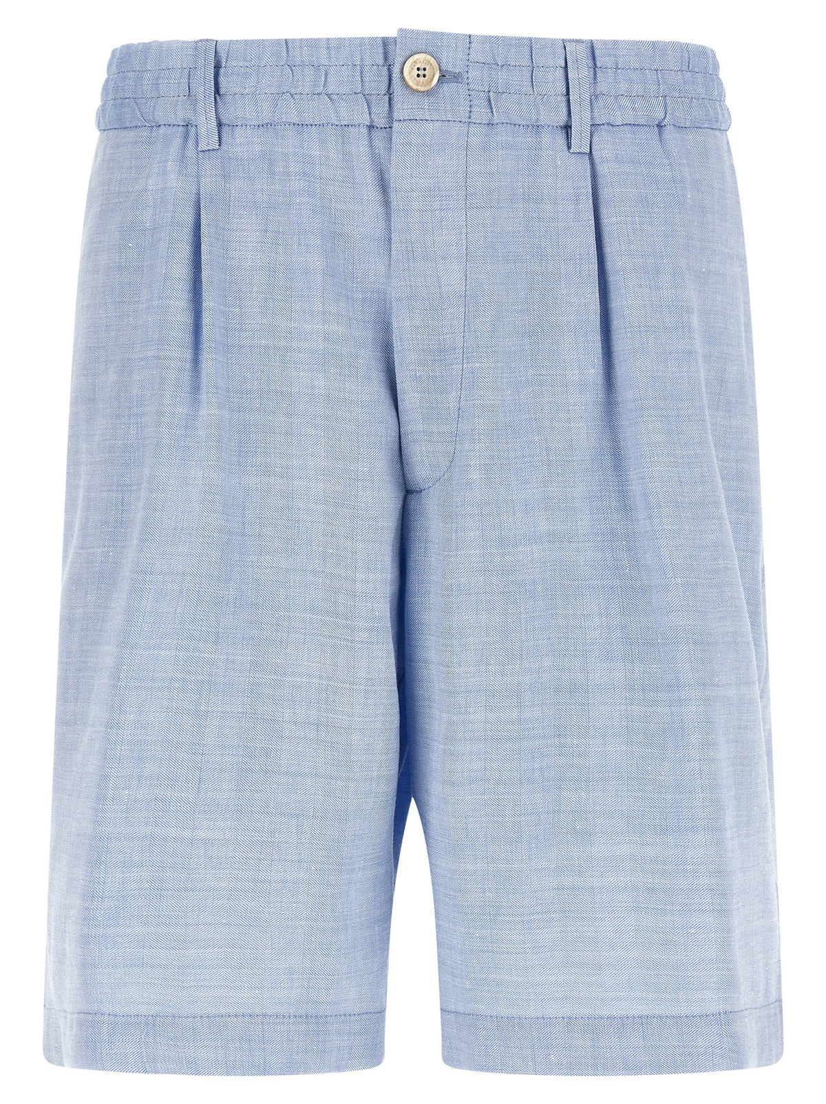 Blue Linen Bermuda Shorts
