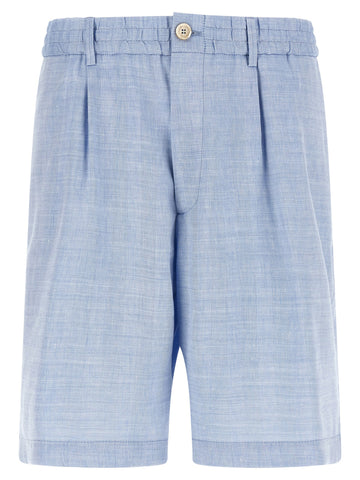 Blue Linen Bermuda Shorts