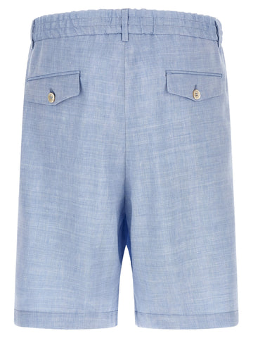 Blue Linen Bermuda Shorts