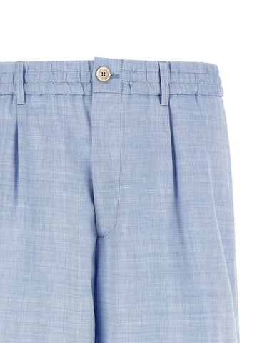 Blue Linen Bermuda Shorts