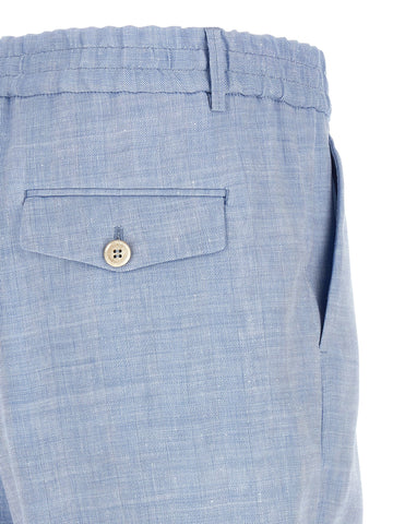 Blue Linen Bermuda Shorts