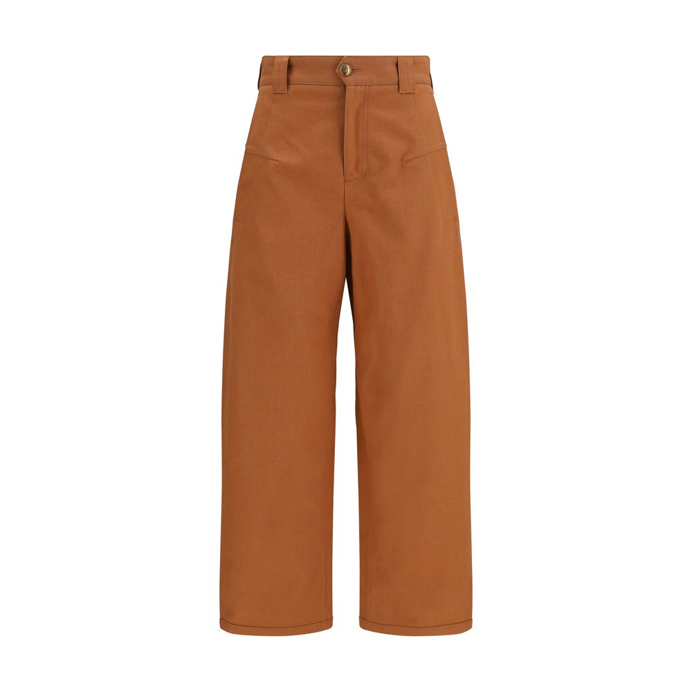 Orange Cotton Casual Pants