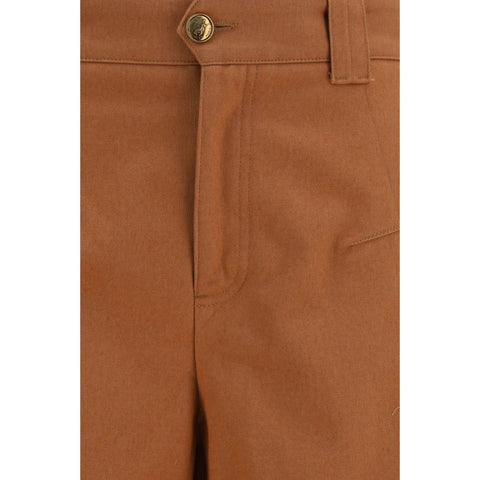 Orange Cotton Casual Pants