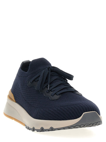Blue Wool Athletic Sneakers