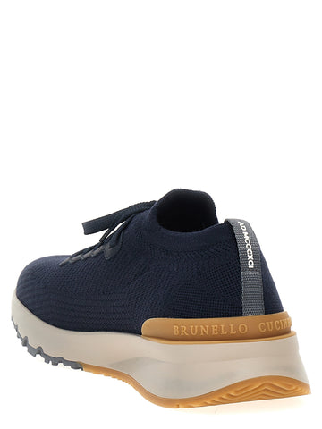 Blue Wool Athletic Sneakers