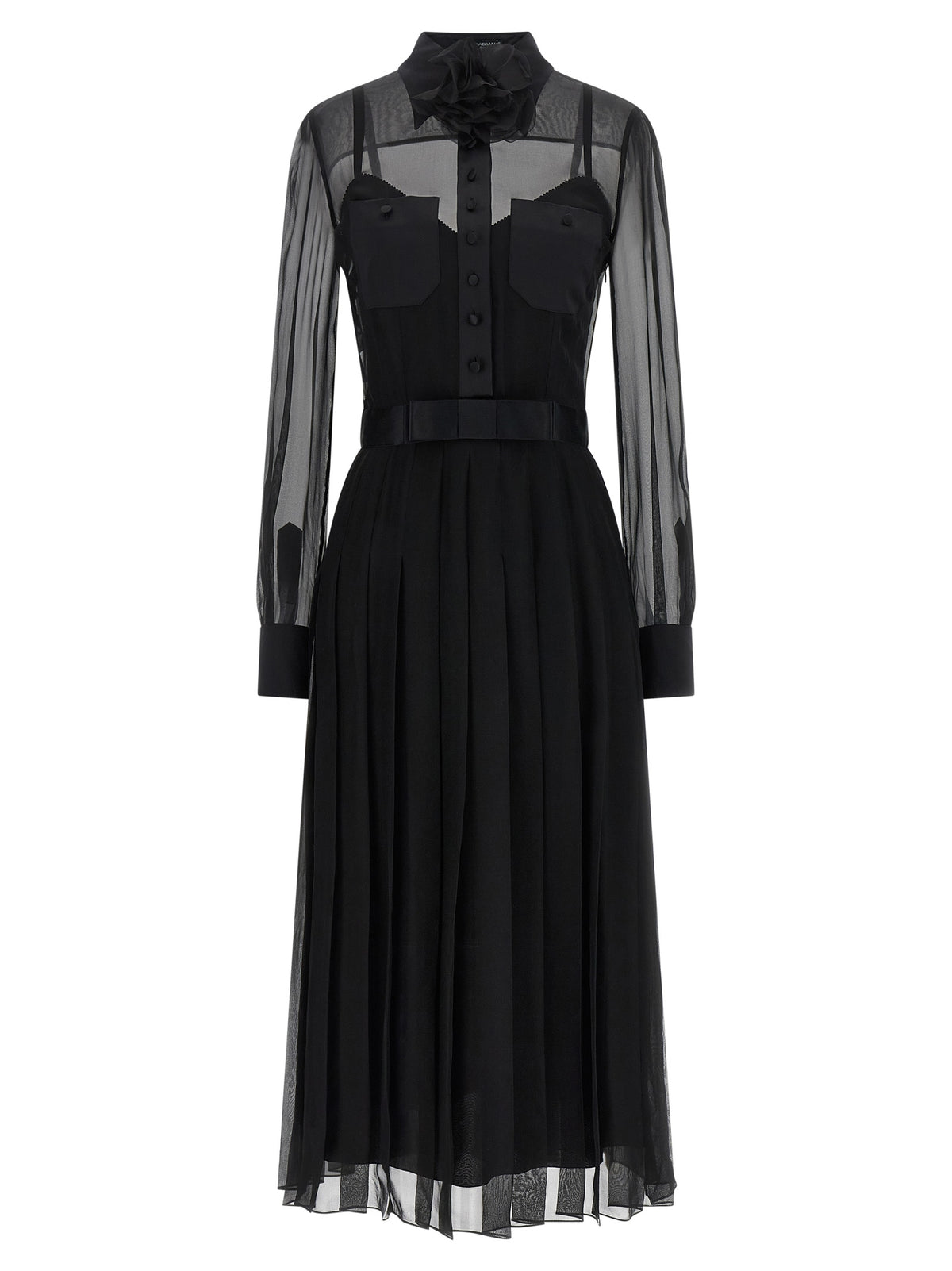Black Silk Midi Dress