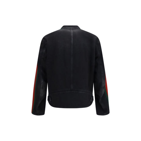 Black Cotton Biker Jacket