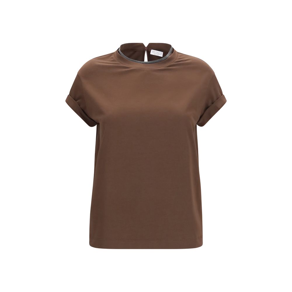 Brown Elastane T-Shirt