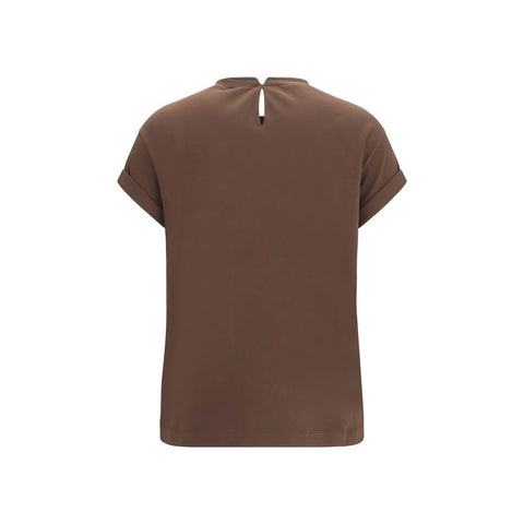 Brown Elastane T-Shirt