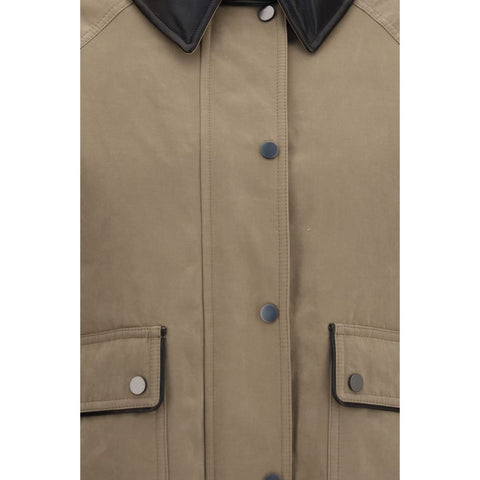 Beige Cotton Full-Length Jacket