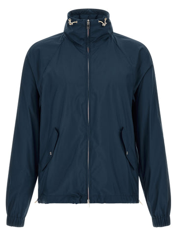 Blue Polyester Full-Length Jacket