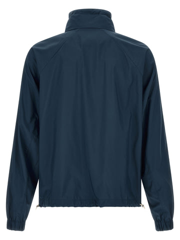 Blue Polyester Full-Length Jacket