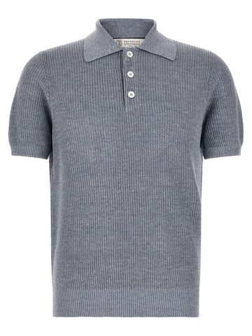 Blue Linen Polo Shirt