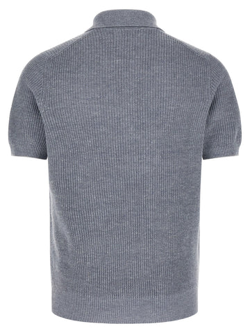 Blue Linen Polo Shirt
