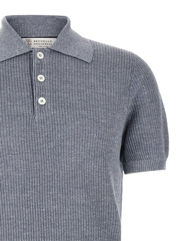 Blue Linen Polo Shirt