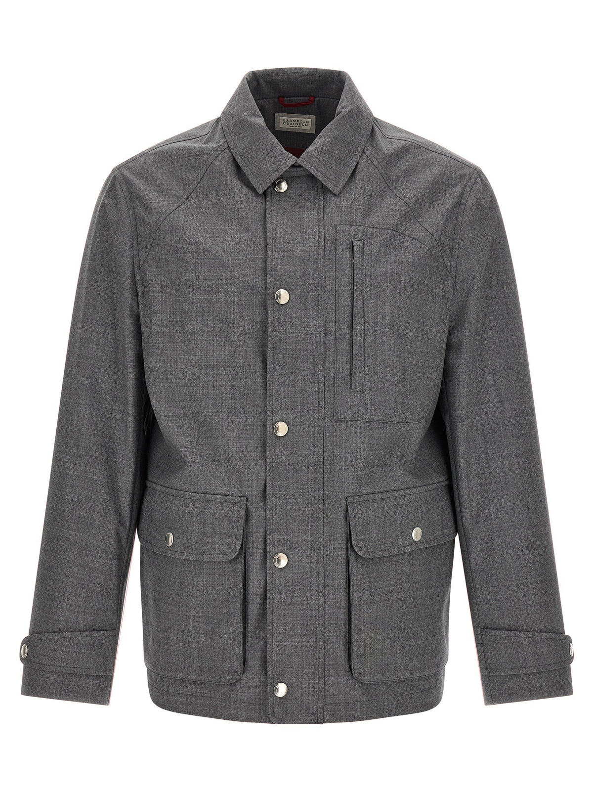 Gray Virgin Wool Full-Length Jacket