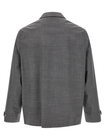Gray Virgin Wool Full-Length Jacket