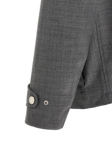 Gray Virgin Wool Full-Length Jacket