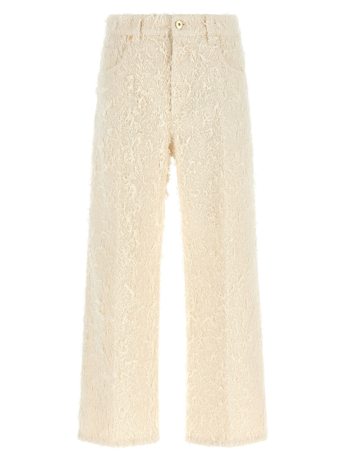 Beige Cotton Casual Pants