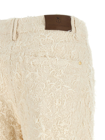 Beige Cotton Casual Pants