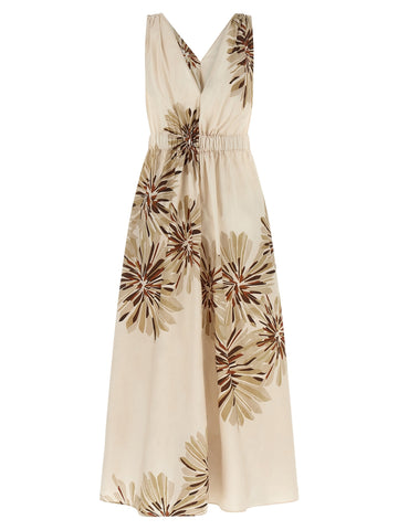 Beige Cotton Midi Dress