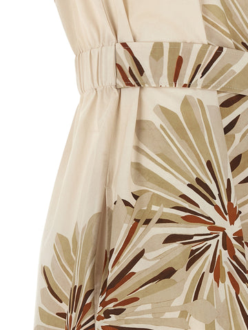Beige Cotton Midi Dress