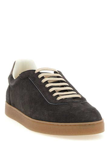 Gray Calfskin Low Top Sneakers
