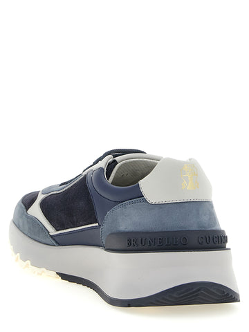 Blue Calfskin Athletic Sneakers