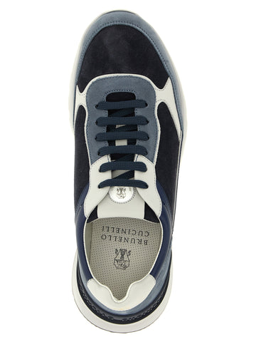 Blue Calfskin Athletic Sneakers