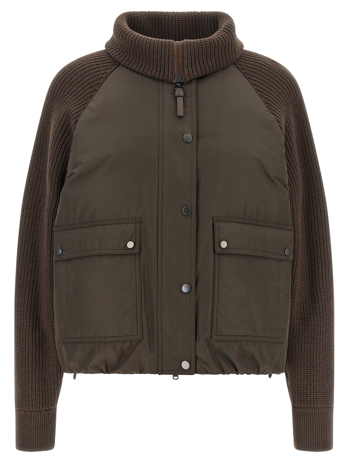 Brown Cotton Full-Length Jacket