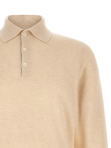Beige Cashmere Polo Shirt