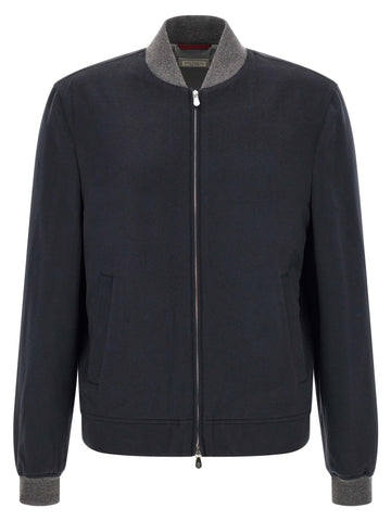 Blue Cashmere Bomber