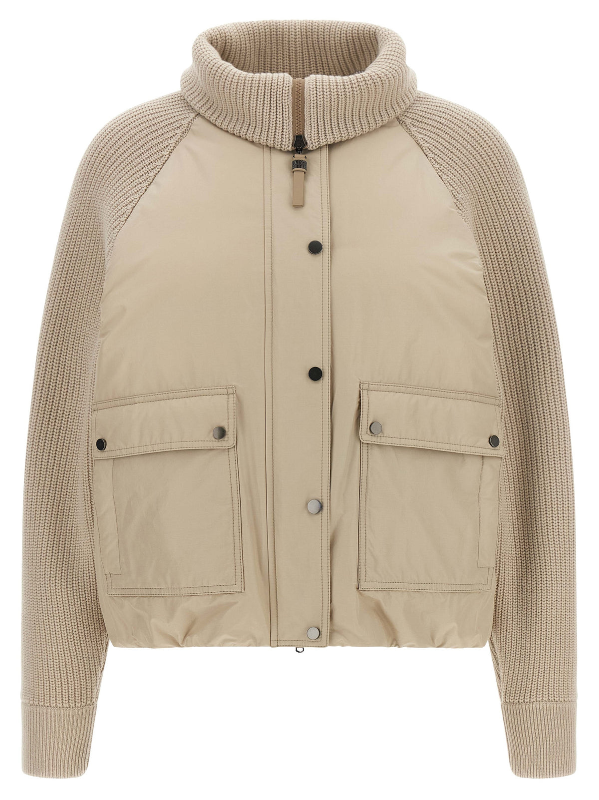 Beige Cotton Full-Length Jacket
