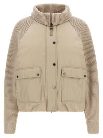 Beige Cotton Full-Length Jacket