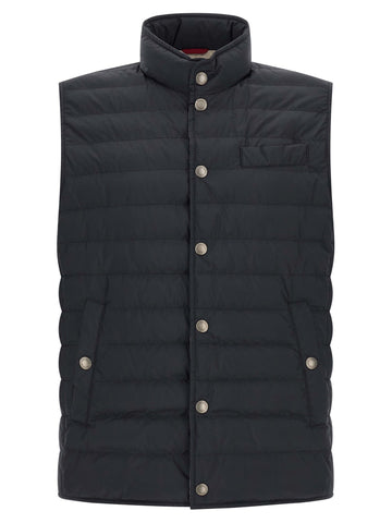 Blue Polyester Sleeveless Jacket