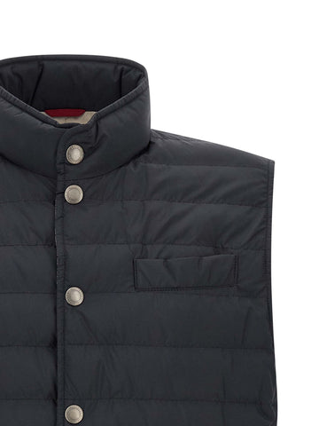 Blue Polyester Sleeveless Jacket
