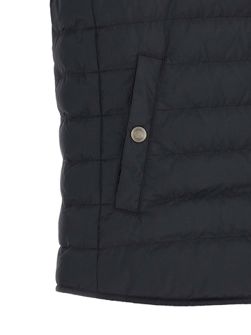 Blue Polyester Sleeveless Jacket