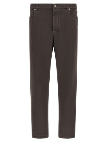 Brown Cotton Straight-Leg Jeans
