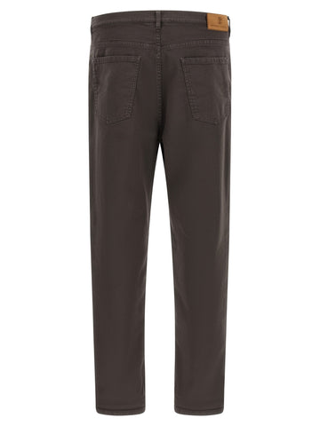 Brown Cotton Straight-Leg Jeans