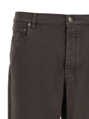 Brown Cotton Straight-Leg Jeans